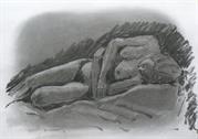 Simon Churchill - Recling nude - charcoal and rubber